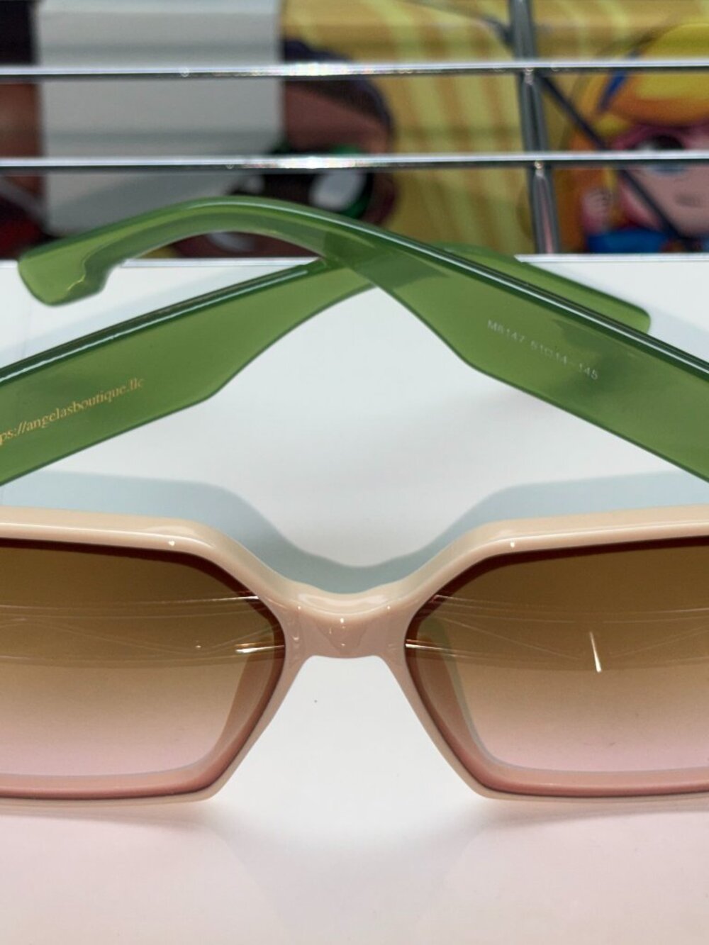 By Angela's Boutique LLC, Green arms Square Framed Sunglasses